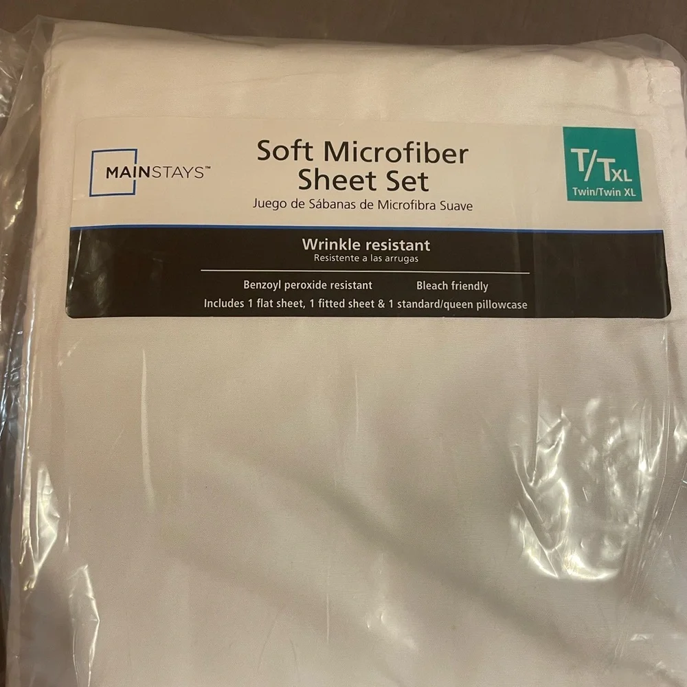 Mainstays White Soft Microfiber‎ Sheet Set & Soft Mattress Pad, NWT, Size T/Txl
